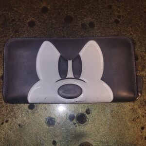 COACH X DISNEY BLACK LEATHER MICKEY ACCORDIAN ZIP WALLET 54000